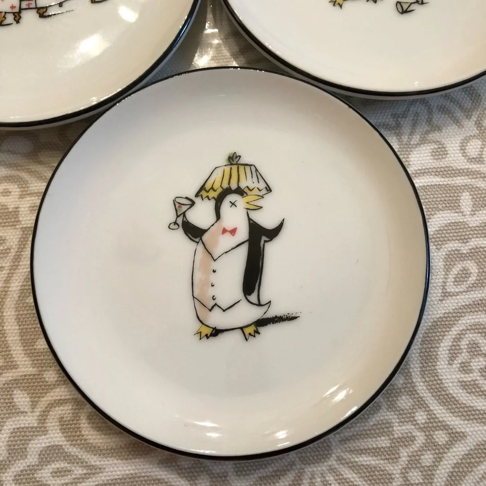 3 Pottery Barn Penguin Cocktail Plates